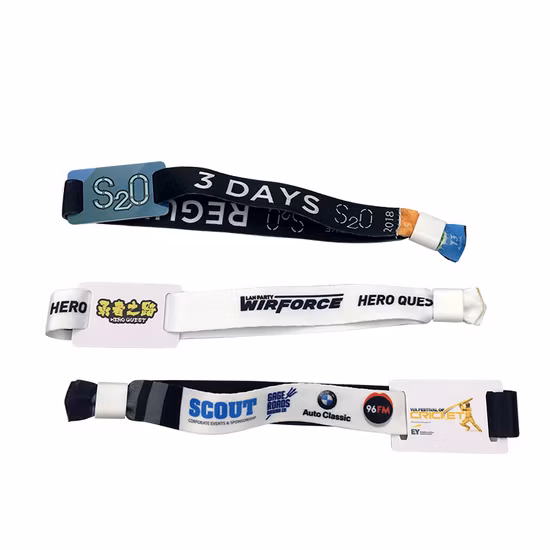 Pulseiras RFID de controle de acesso de poliéster descartáveis para presente