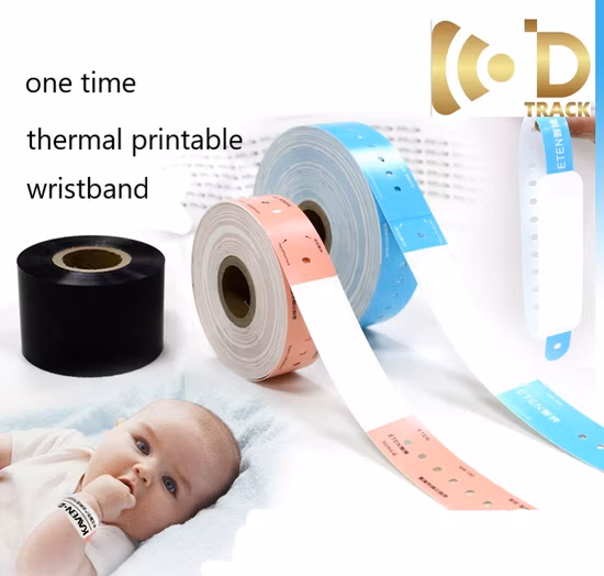 Pulseira descartável barata OEM 13,56 MHz UHF RFID Pulseira de papel térmico para uso do paciente de longa distância para hospitais Material para animais de estimação Pulseira de material de PVC macio
