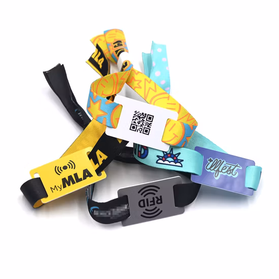 Pulseira elástica de nylon/poliéster personalizada 2023 com etiqueta RFID/NFC para controle de acesso