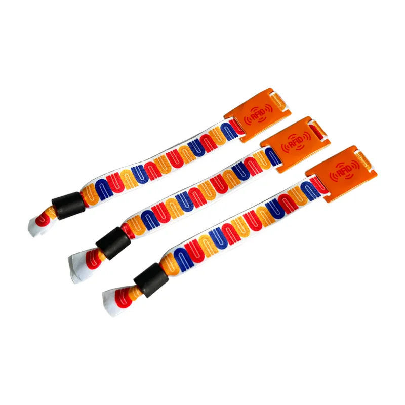 Novo estilo de pulseira de tecido NFC personalizada 13,56 MHz RFID para esportes/eventos