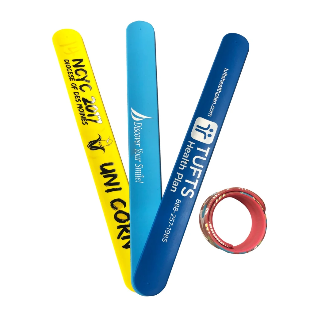 Promotional Gift Funny Fashionable Silicone Slap Wristband, OEM Custom Printed Silicone Slap Band