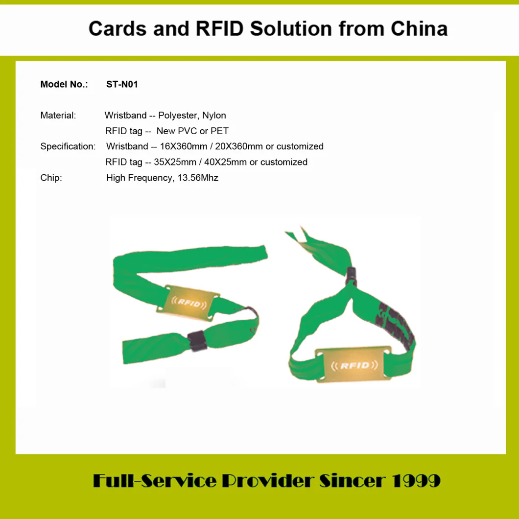 RFID/NFC PVC/Nylon Wristband with Plastic RFID Tag for Membership